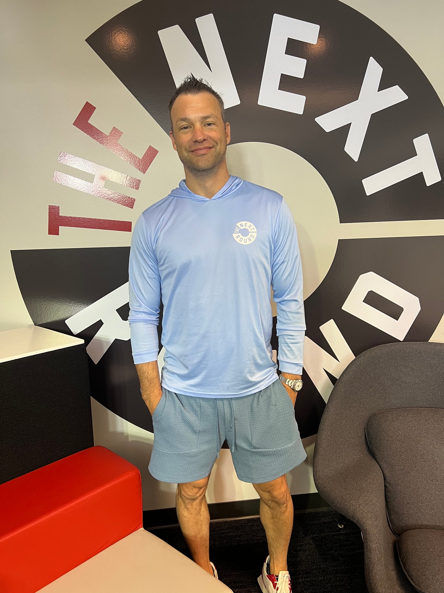 Paragon Bahama Performance Hooded Long Sleeve T-Shirt (Light Blue)