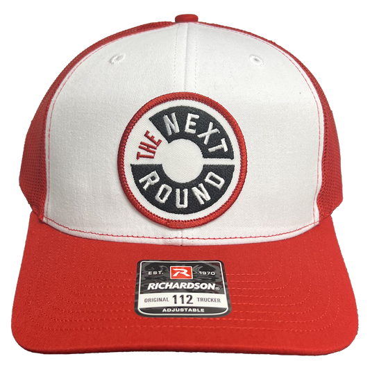 Next Round Logo Trucker Hat w/ Patch (White/Red)