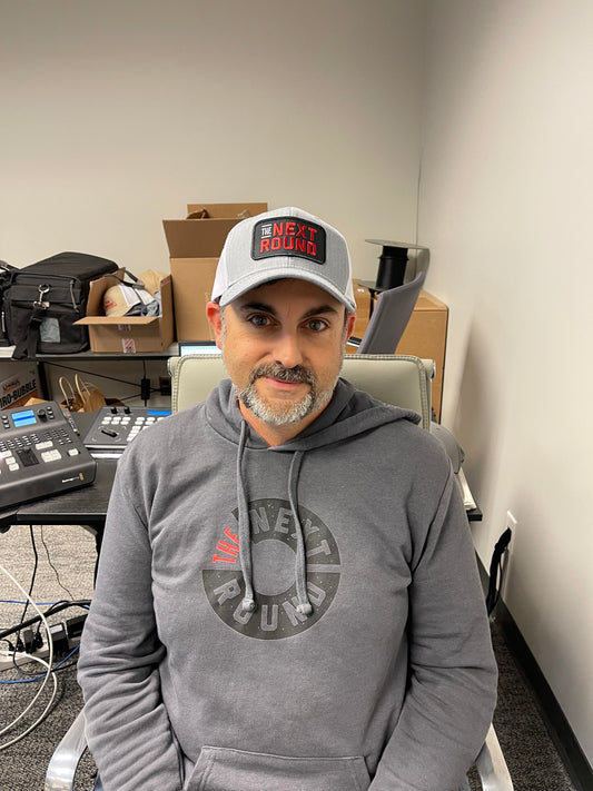 Next Round Patch Trucker Hat (Gray/White)