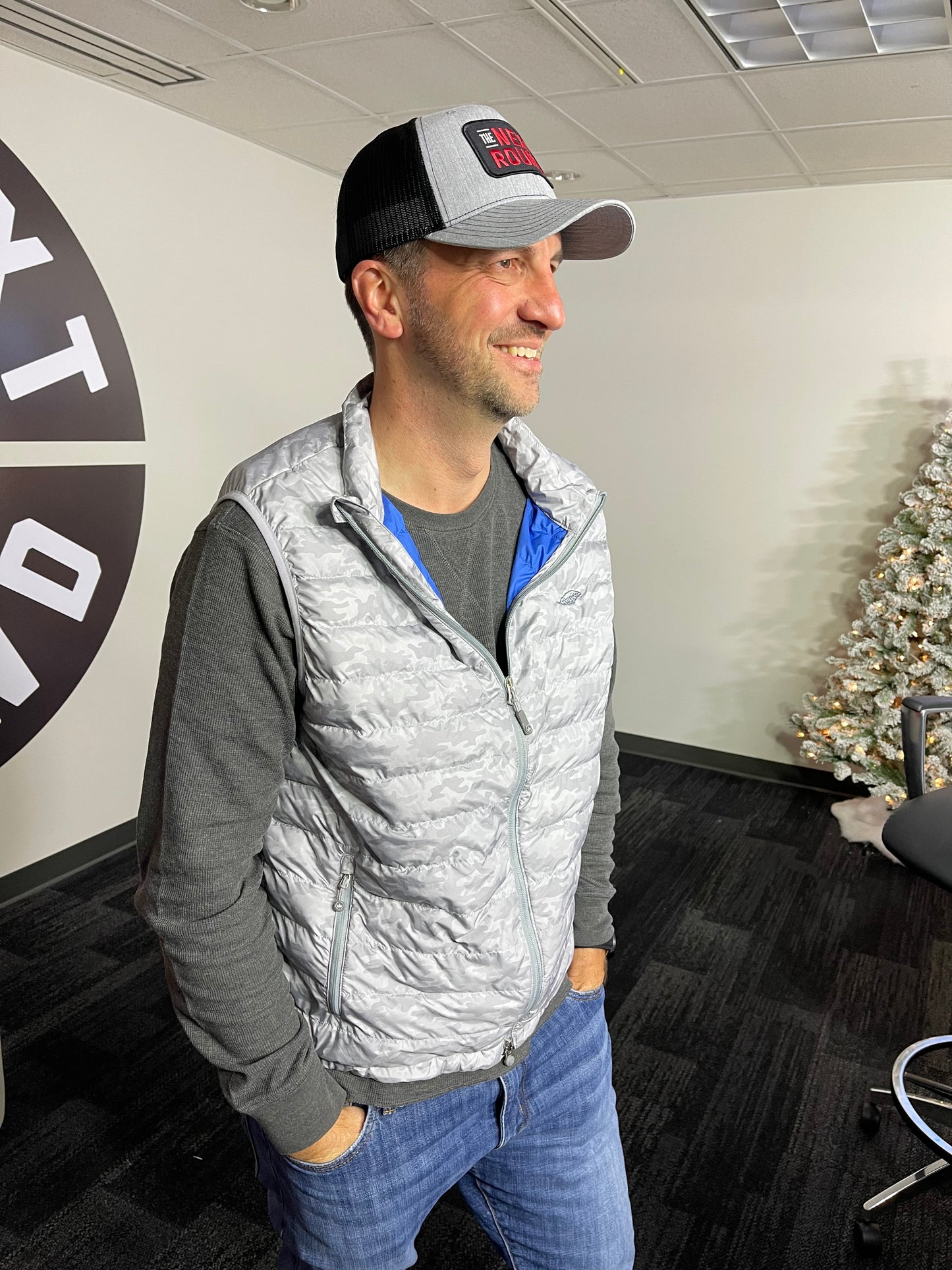 Next Round Patch Trucker Hat (Gray/Black)