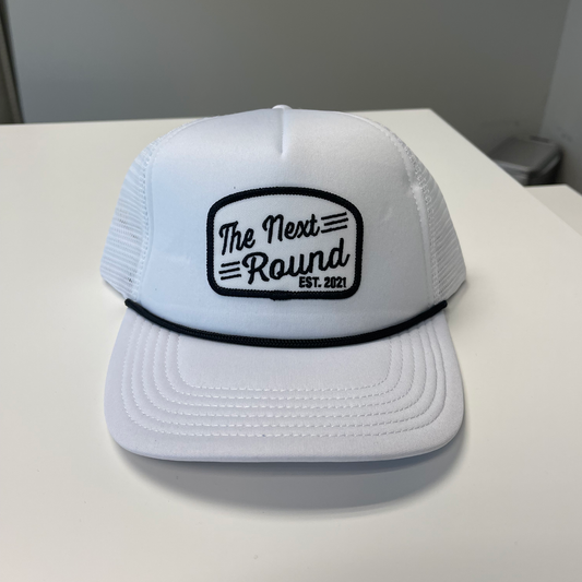 Next Round Vintage Patch Trucker Rope Hat (White/Black Rope)
