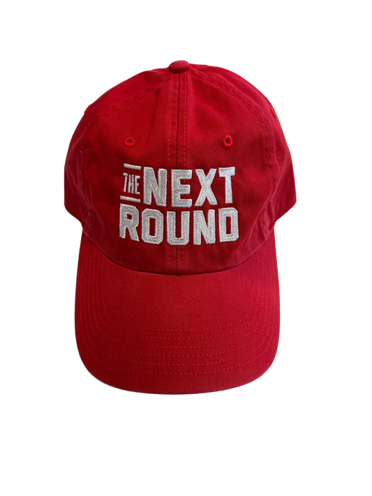 The Next Round Stacked Logo Richardson Dad Hat (Red)