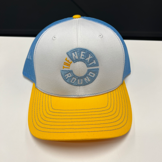 Next Round Logo Trucker Hat (Yellow/Light Blue/White)
