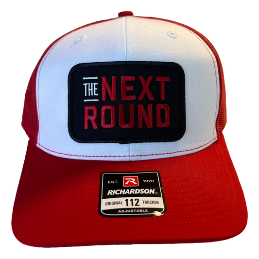 Next Round Patch Trucker Hat (White/Red)