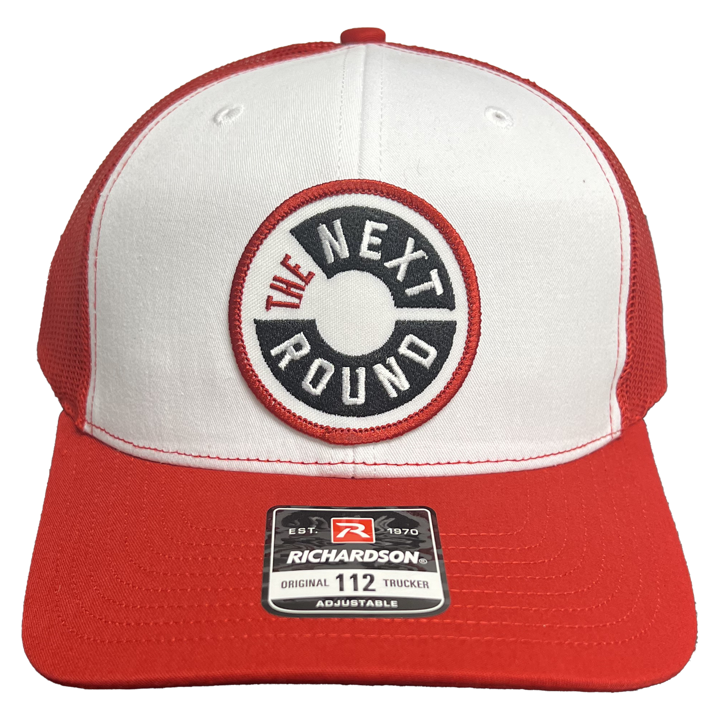 Next Round Logo Trucker Hat w/ Patch (White/Red)
