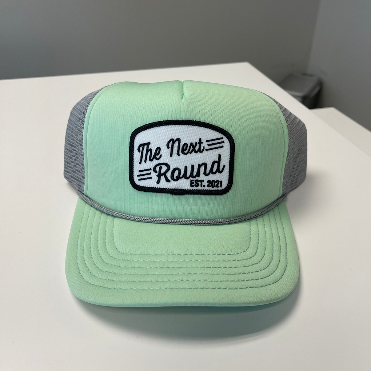 Next Round Vintage Patch Trucker Rope Hat (Lime/Gray) Next Round Live
