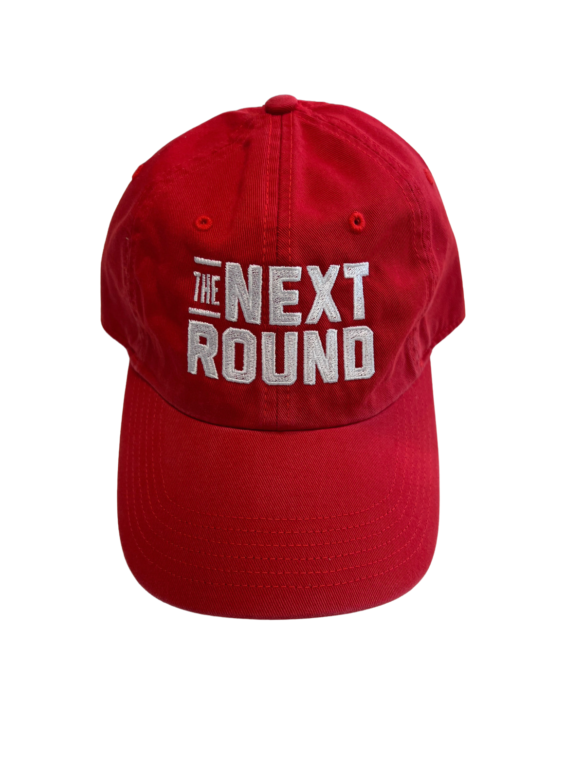The Next Round Stacked Logo Richardson Dad Hat (Red)