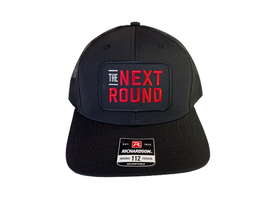 Next Round Patch Trucker Hat (Black/Black)